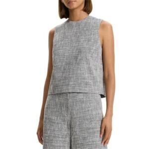 NEW Theory Canvas Tweed Canvas Shell Top Vest Women's XL Gray Black Multi